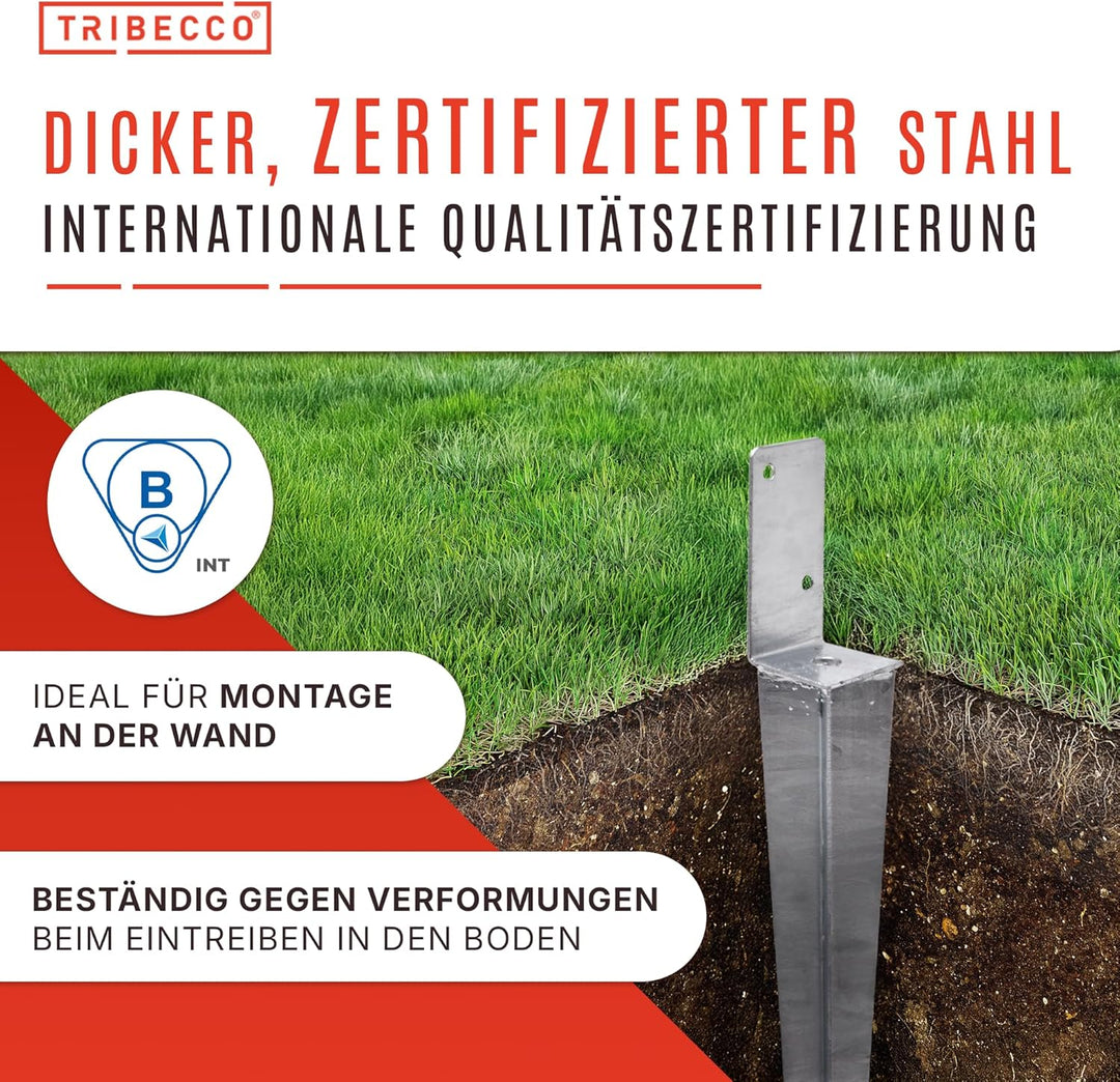 8x Universeller Pfostenträger zum Einschlagen L, Pfostenträger Feuerverzinkt Einschlaghülse Pfostent