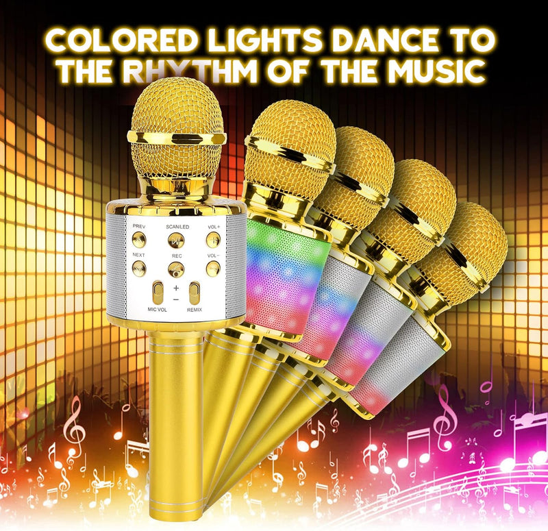 ShinePick Kabelloses Karaoke-Mikrofon, Bluetooth, tragbar, mit LED-Licht, Disco für Kinder/Erwachsen