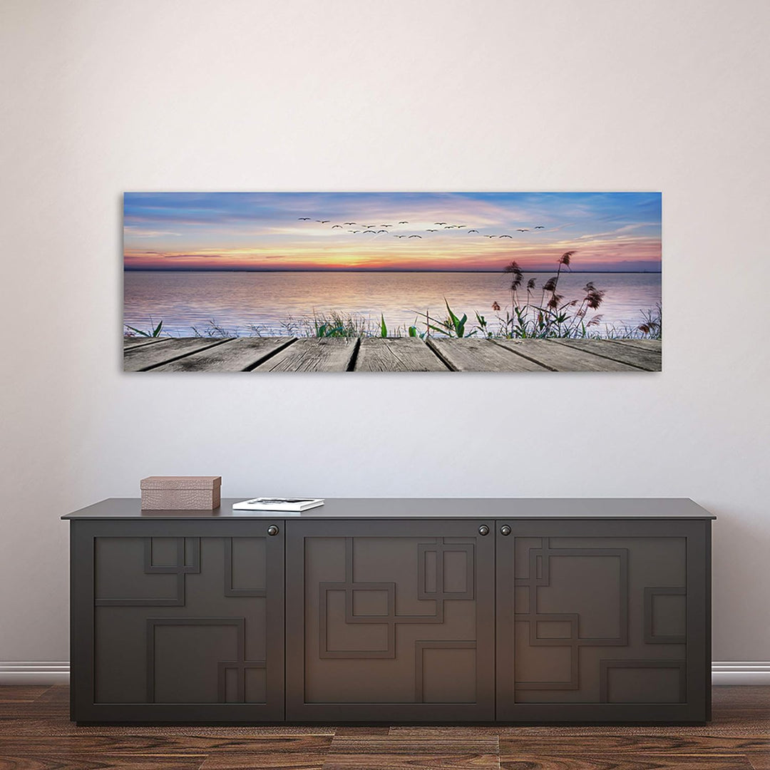 Feeby Bilder Steg Vögel 90x30 cm Wohnzimmer Schlafzimmer Büro Flur Küche Wandbilder Modern Bild auf