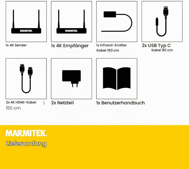 Drathlose HDMI Extender 4K - Marmitek WHE4-4K60 - Ultra HD - Flächendeckendes Bereich - Infrarot Rüc