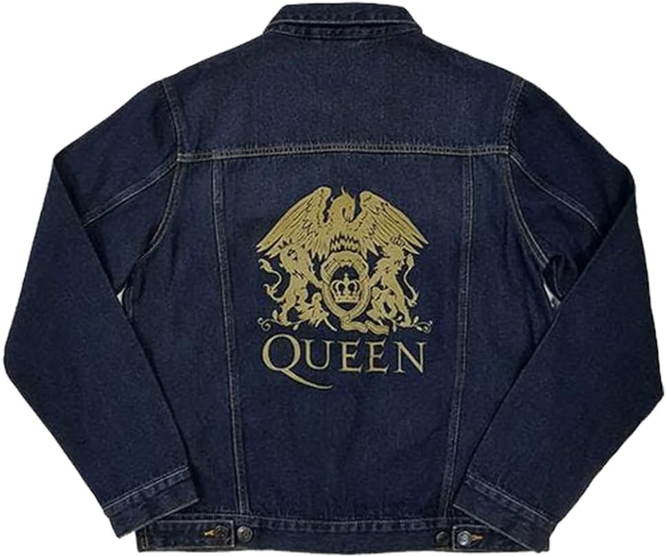 Rock Off Queen Denim Jacke Classic Crest Band Logo Freddie Mercury Nue offiziell Unisex XL