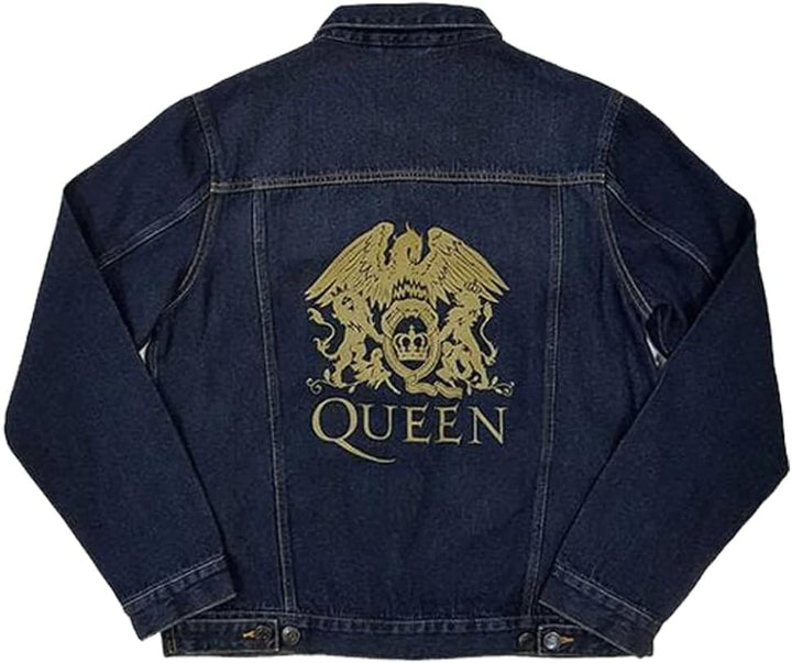 Rock Off Queen Denim Jacke Classic Crest Band Logo Freddie Mercury Nue offiziell Unisex XL