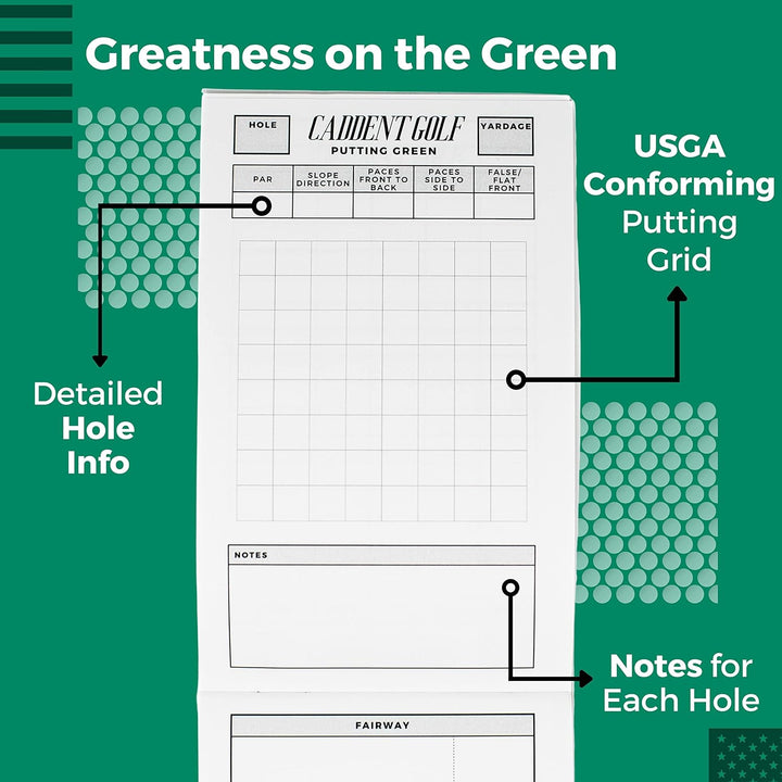 CADDENT Golf Yardage Book - Golf Journal & Log Book with Golf Club Yardage Chart - Golf Notebook Bac