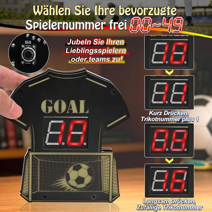 Fussball LED Lötbausatz - DIY Mint Elektronik Lötprojekt mit RGB Hintergrundbeleuchtung, Trikotnumme