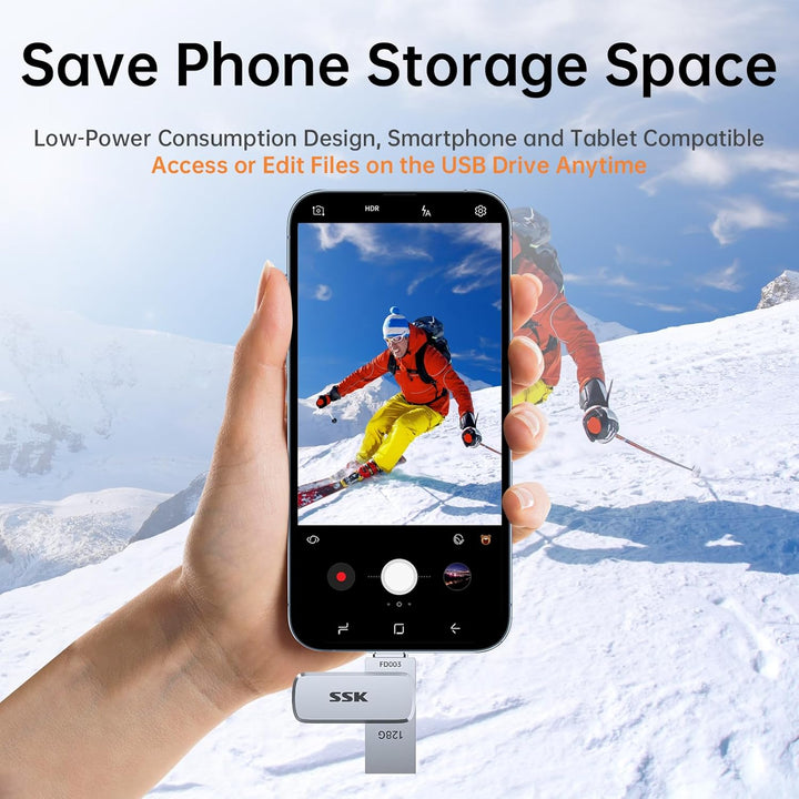 SSK 128GB USB C Stick bis zu 240 MB/s, Dual Memory Stick USB 3.2 Typ-C und USB-A Handy Speicherstick