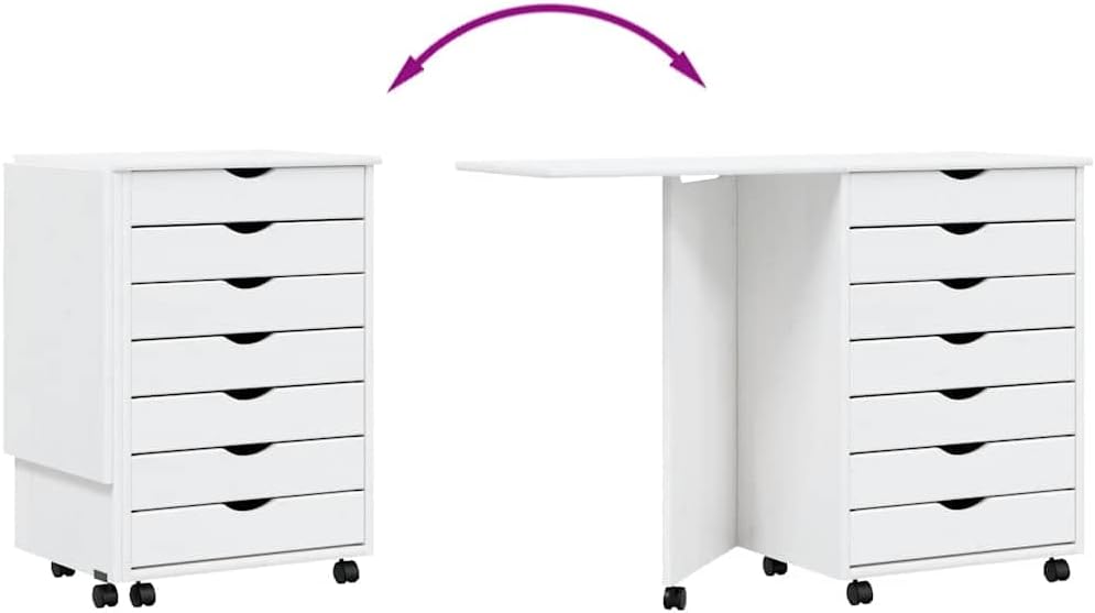 vidaXL Rollschrank, Rollcontainer mit 7 Schubladen, Kommode Schubladenschrank mit Rollen, Büroschran