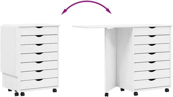 vidaXL Rollschrank, Rollcontainer mit 7 Schubladen, Kommode Schubladenschrank mit Rollen, Büroschran