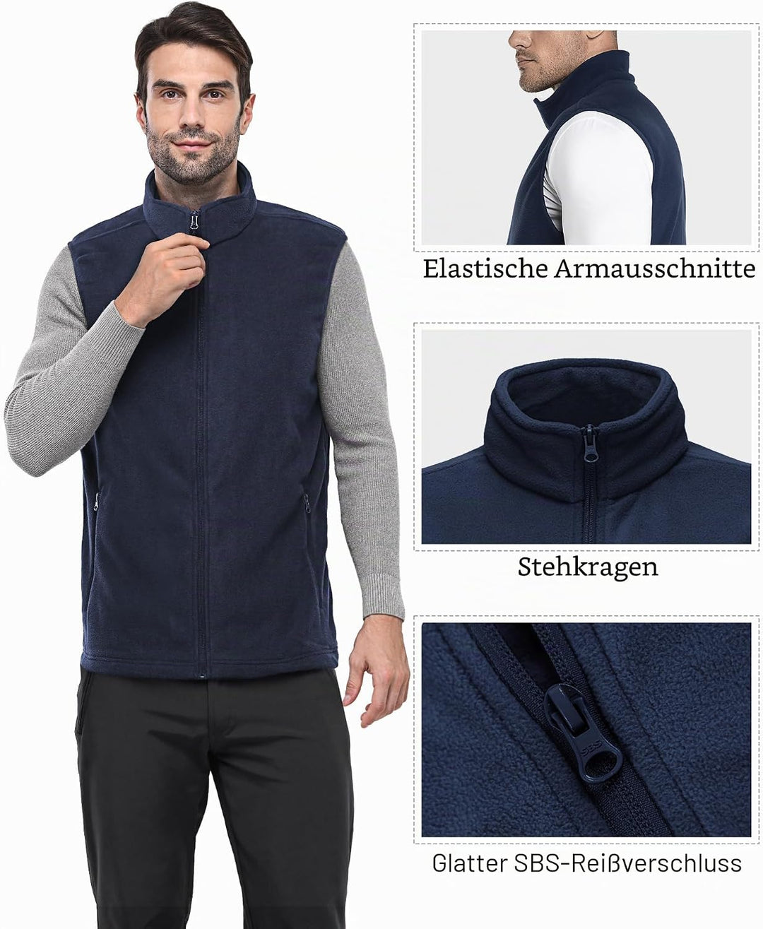 Outdoor Ventures Fleece Weste Herren Leicht Ärmellose Fleeceweste Jacke Winddicht Warm Gefütterte Wi