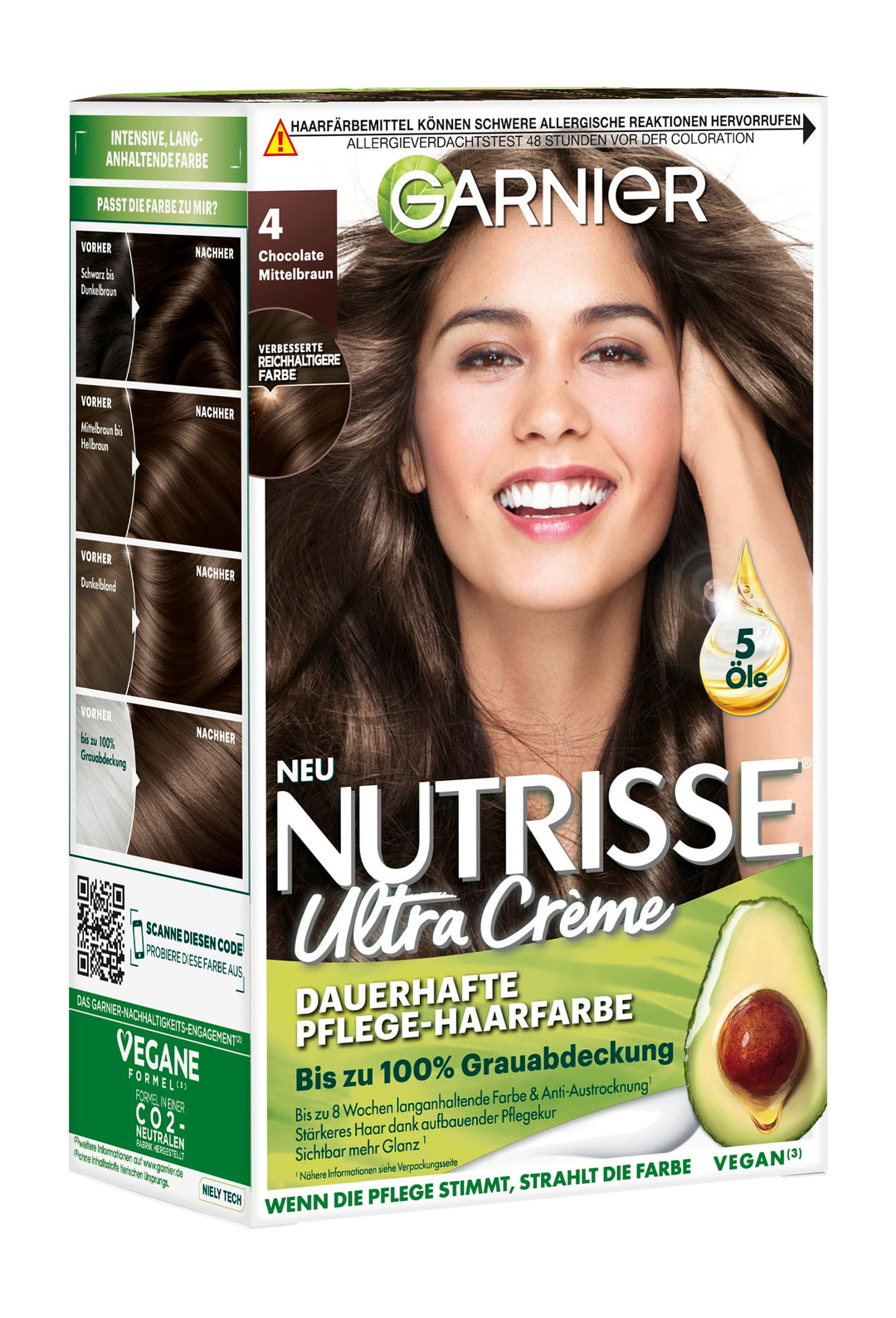 Garnier Haarfarbe, Creme Coloration, Färbung für Haare für permanente Haarfarbe mit 3 nährenden Ölen