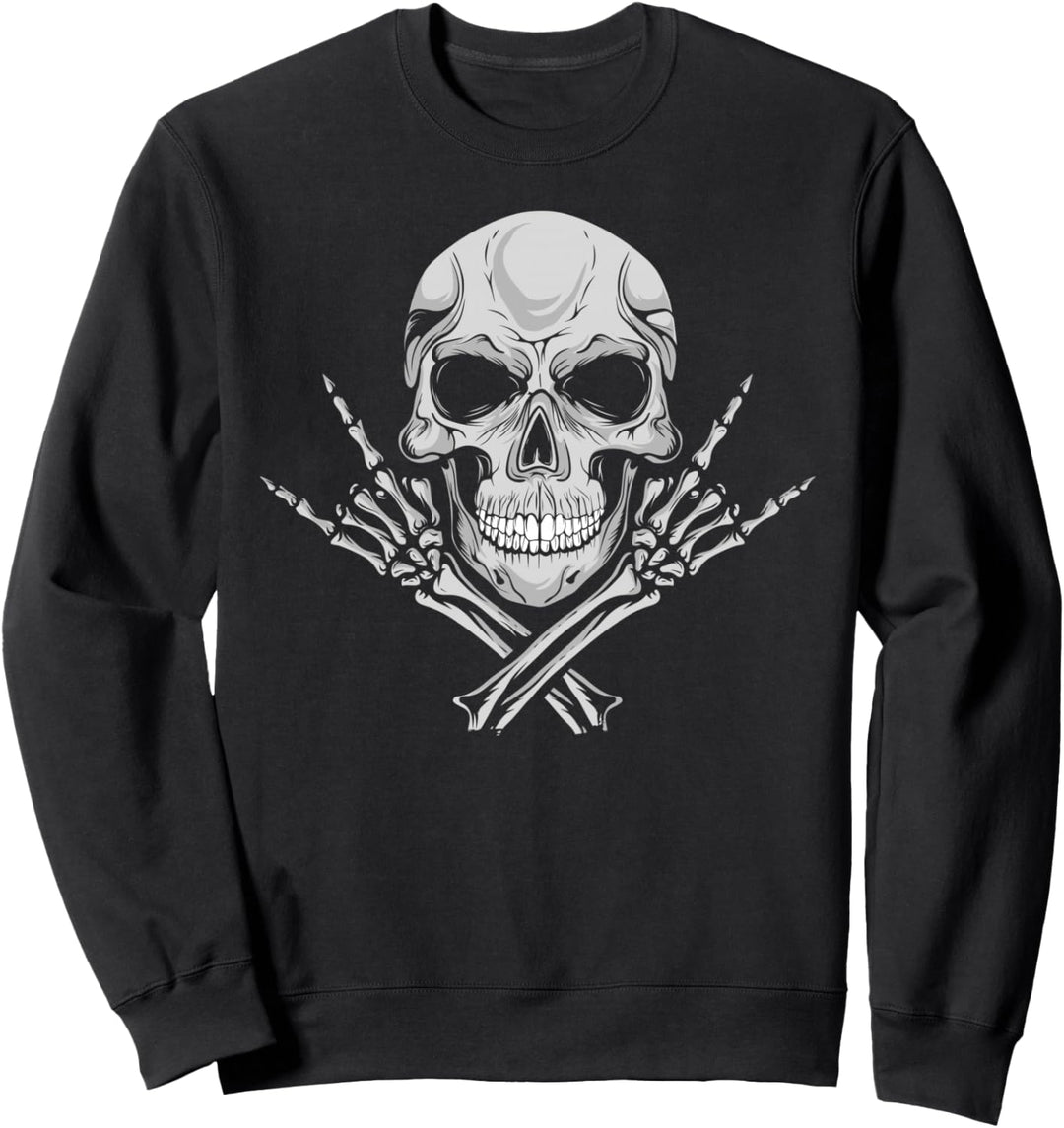 Mano Cornuta - cooler Musik Totenkopf Rocker Gruss Totenkopf Sweatshirt