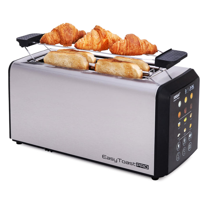 Easy Toast Pro Digitaler Toaster mit Autolift, Touchscreen, 6 Bräunungsstufen, 6 Brotprogramme, Auft