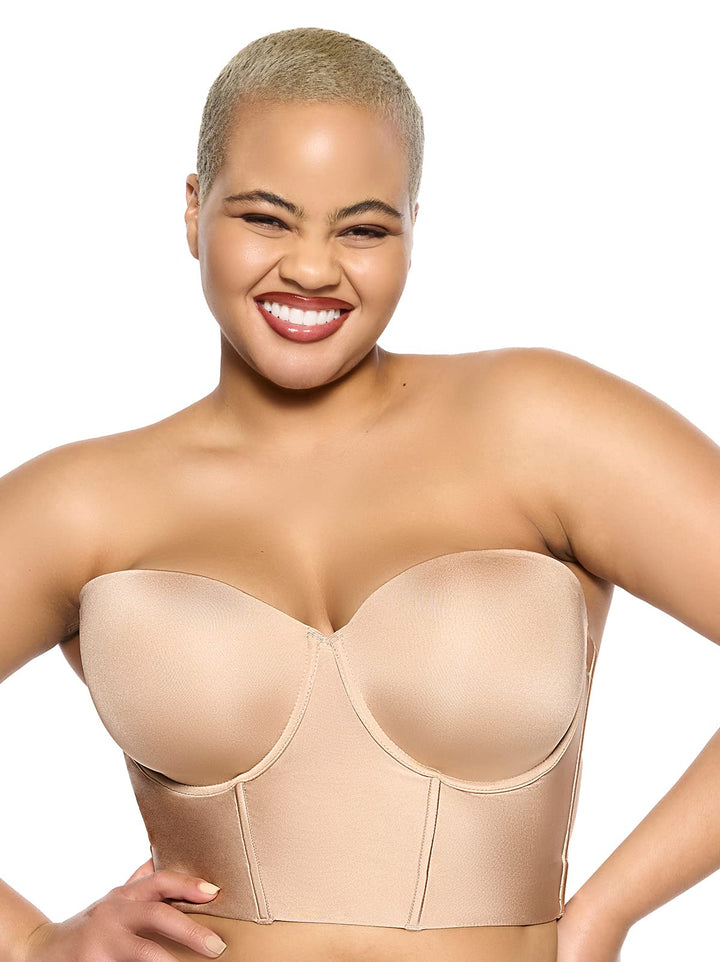 Felina Body Veil Longline Trägerloser Nahtloser BH - Plus Size Trägerloser BH mit breitem Rücken - T