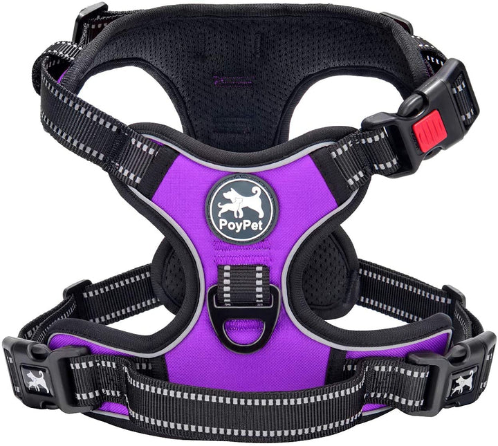 PoyPet Keine Pull Hundegeschirr Front Reflektierende Pet Weste für Hunde mit Einfache Kontrolle Grif