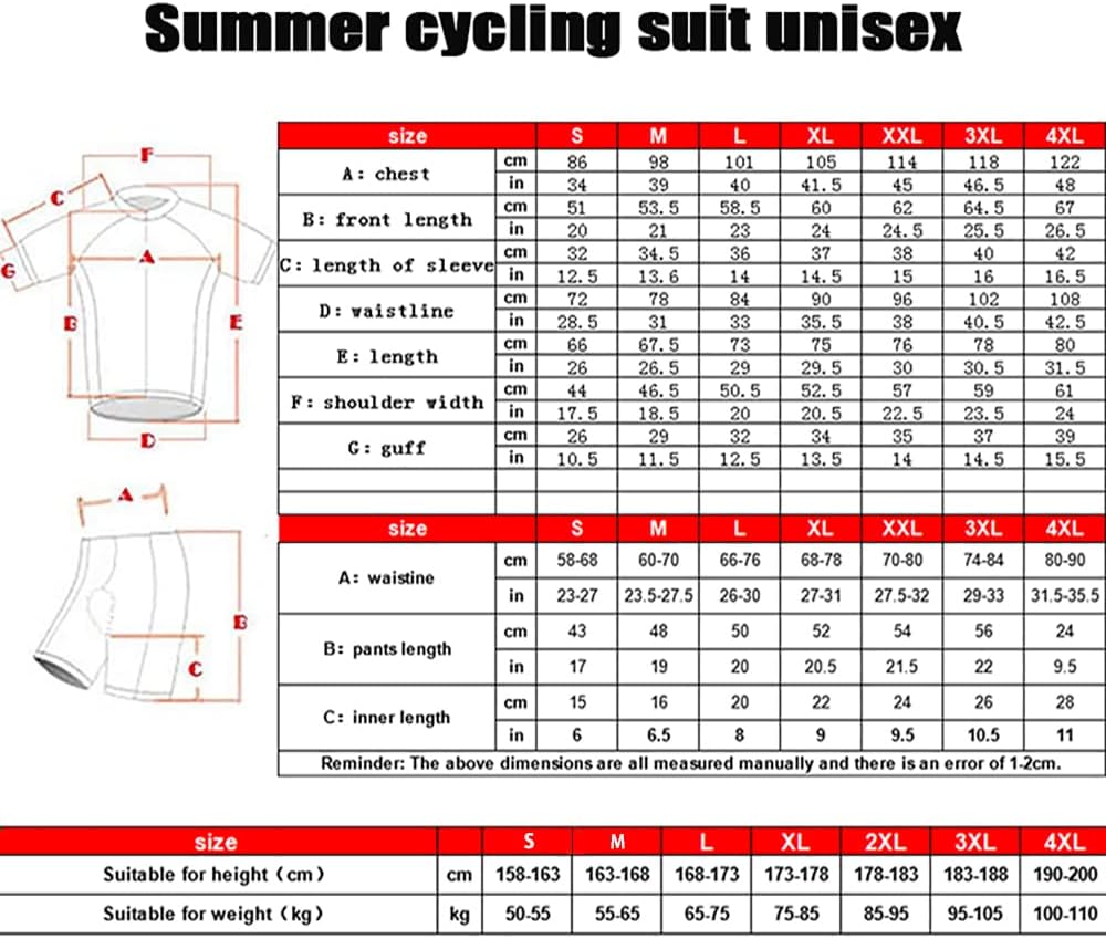 HOMTOL Radtrikot Set Herren Langarm Kurzarm Fahrradbekleidung Fahrradtrikot Triathlon Anzug Herren F