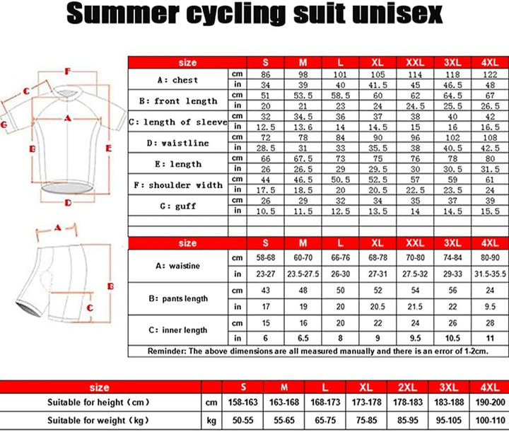 HOMTOL Radtrikot Set Herren Langarm Kurzarm Fahrradbekleidung Fahrradtrikot Triathlon Anzug Herren F