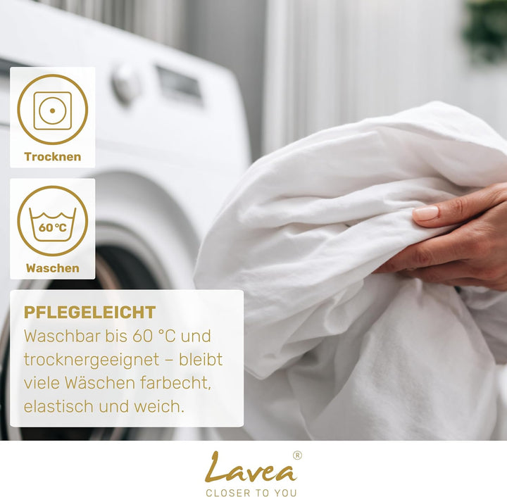 Lavea 2er Set Spannbettlaken, Doppelpack Spannbetttuch, Serie Maya, 90x200cm | 100x200cm, Apfelgrün,