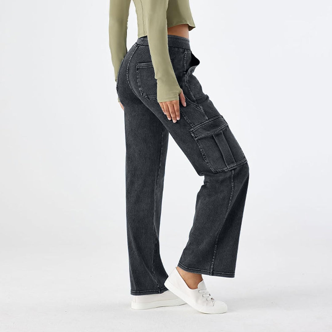 Wide Leg Jeans Damen Cargohose Sommerhosen Leicht Stretch Latzhose Bequeme High Waist Weites Bein Ba