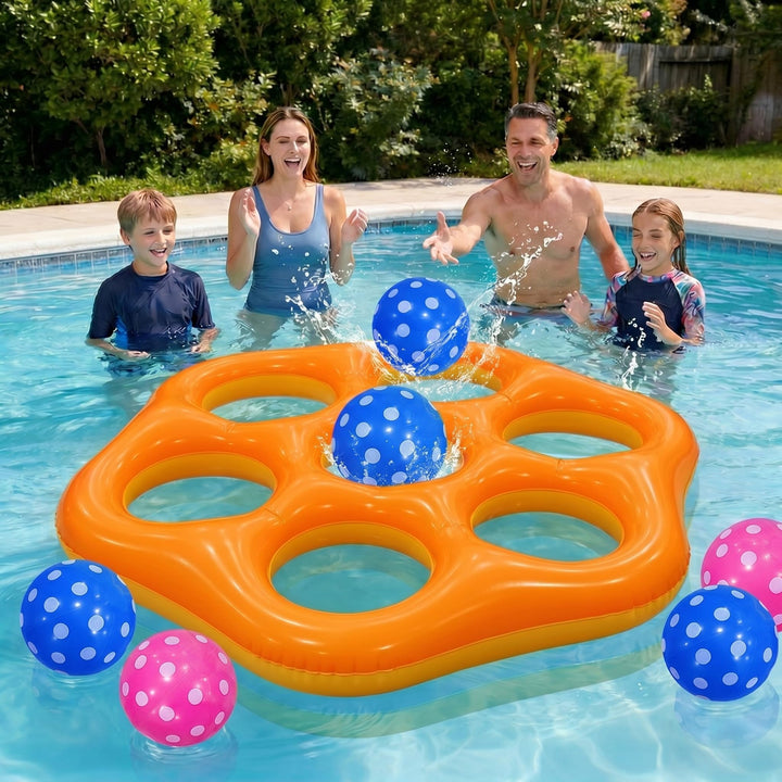 Aufblasbares Tic Tac Toe Pool Spiel, Grosses Schwimmendes Wurfspiel mit 6 Spielfiguren, Wasser Spiel