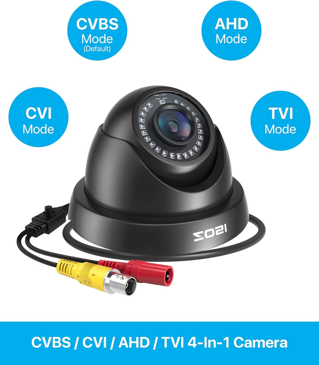 ZOSI CCTV 1080P 2MP 4-in-1 CVBS/AHD/CVI/TVI Video Überwachungskamera Aussen Dome Kamera 3.6mm Linse