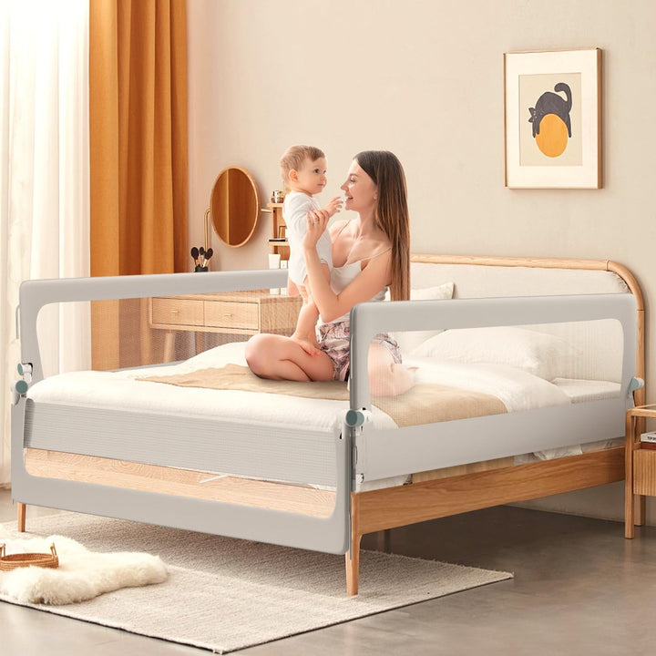 2X Bettgitter 150 X 68 cm Bettschutzgitter Schnellklapp Kinderbettgitter für Kinder,Rausfallschutz B