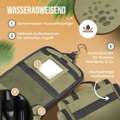 NAFUDO Kulturtasche | Grosser Kulturbeutel zum Aufhängen [Premium-FERTIGUNG] Waschtasche & Beautycas