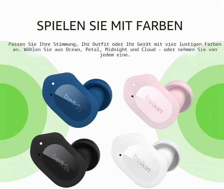 Belkin SOUNDFORM Play True Wireless In-Ear-Kopfhörer, Kopfhörer kabellos, 3 EQ-Voreinstellungen, sch