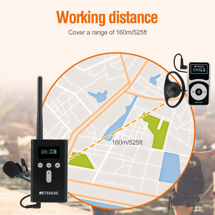Retekess T130Pro Kabelloses Tour Guide System, Abgestufte Geräuschreduzierung, Audio Whisper Tour Gu