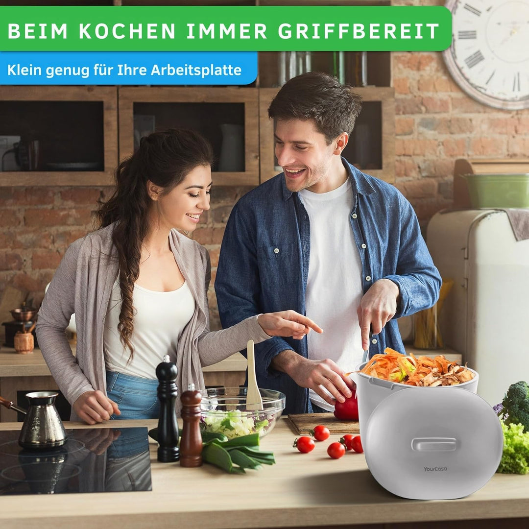 YourCasa Biomülleimer Küche 3,6L - Komposteimer für alltäglichen Biomüll Behälter Spülmaschinenfest