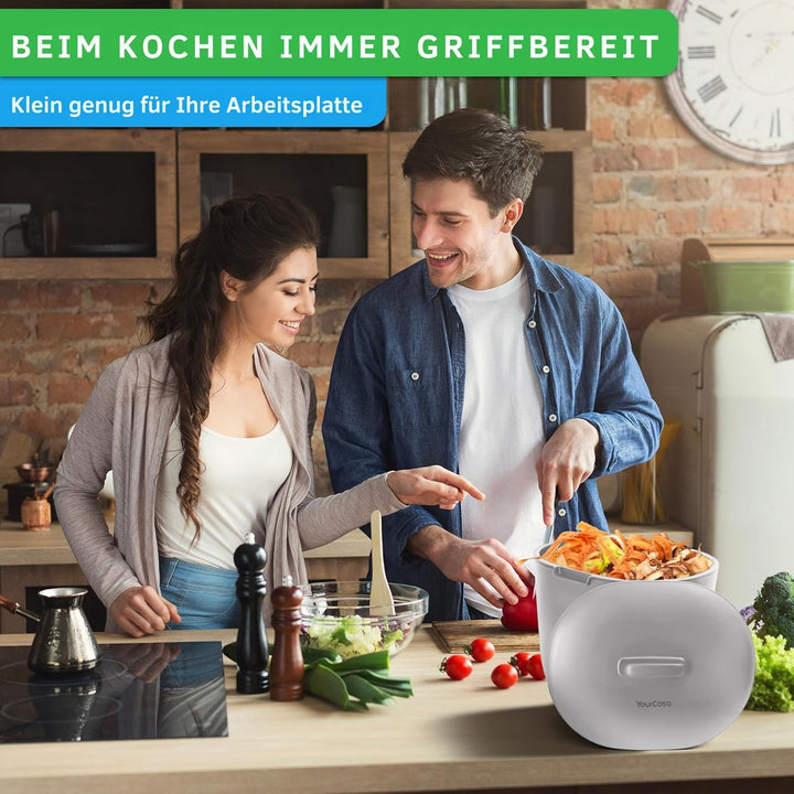 YourCasa Biomülleimer Küche 3,6L - Komposteimer für alltäglichen Biomüll Behälter Spülmaschinenfest