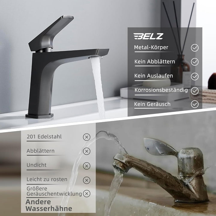 BELZ Wasserhahn Bad, Einhandmischer Waschtischarmatur, Armatur Badezimmer, Mischbatterie Waschbecken