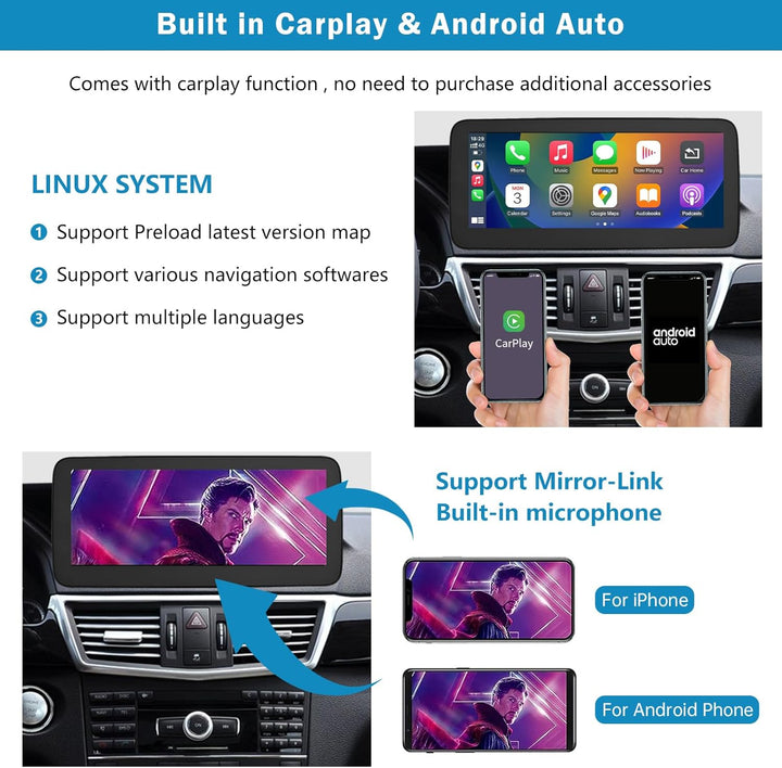 Autoradio 10,25 Zoll Touchscreen mit kabellosem Carplay und Android Auto für 2009-2011 Mercedes Benz
