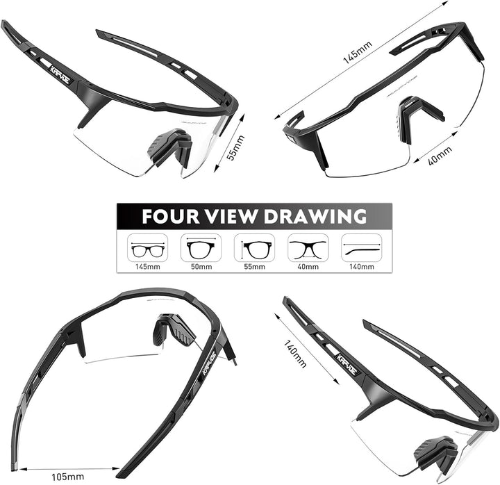 KAPVOE Photochromatische Selbsttönend Fahrradbrille TR90 Rahmen für Herren Damen Jungen Mädchen Klar