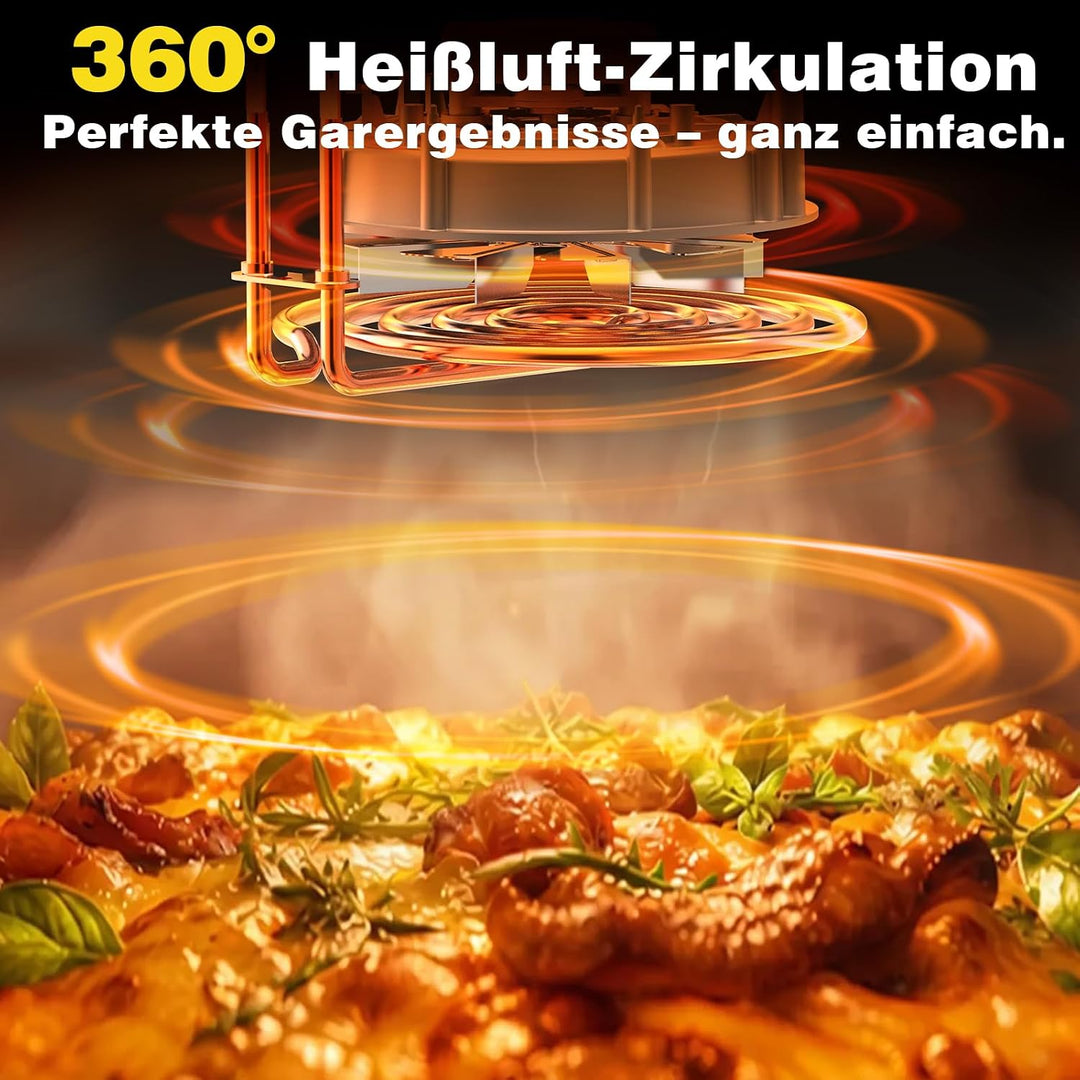Heissluftfritteuse XL 6L, Airfryer mit 9 Programmen, Warmhaltefunktion, Touchscreen, Ohne PFAS, 1650