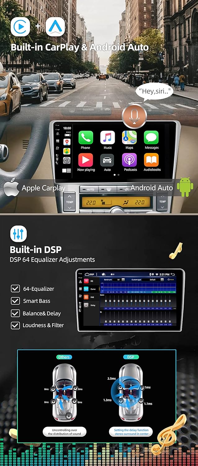 JOYX - 6G+128G - Android 13 IPS Autoradio Passt für Toyota Avensis (2002-2008) - Kabellos CarPlay/An