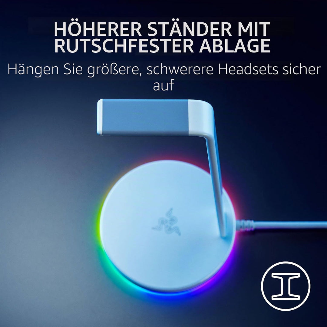 Razer Base Station V2 Chroma (Mercury) - Headset-Ständer mit USB-Hub und RGB-Beleuchtung (mit 7.1 Su