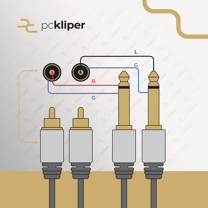 Cinch auf 6.3mm Klinke Kabel 3m Vitalco 2X Male Chinch Stecker zu 2X Grosse Klinke Mono Audio Adapte