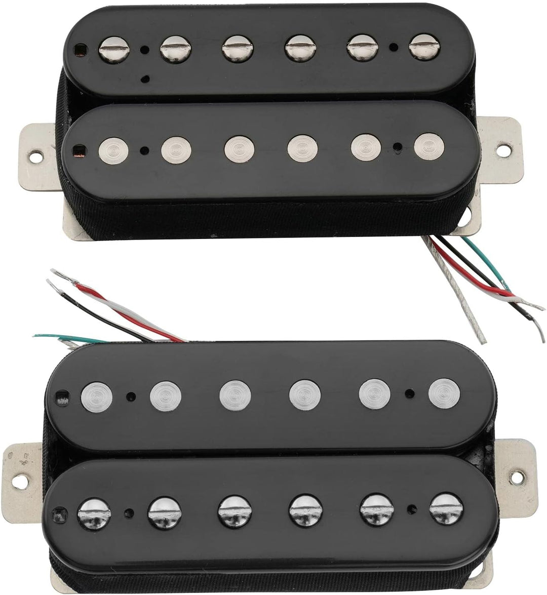 Artec VH-Rock Alnico 5 Uncovered Humbucker Tonabnehmer Hals Steg Pickups Set für E-Gitarre, Schwarz,