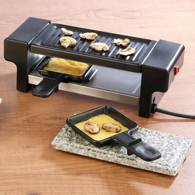 Rosenstein & Söhne Raclette Grill: Raclette für 2 Personen, mit Grillaufsatz und heissem Stein, 350