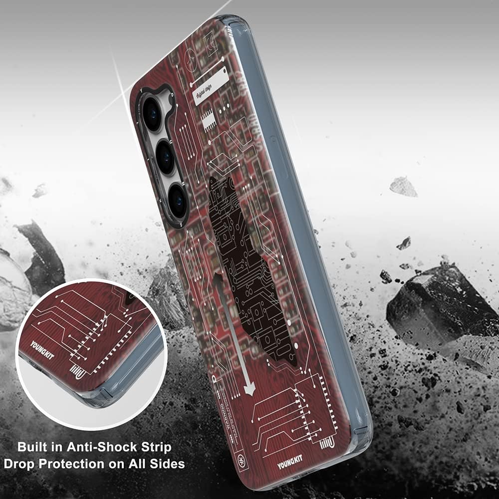 YOUNGKIT Handyhülle für Samsung Galaxy S23 Plus,Schutz in Militärqualität, Leiterplatten Muster Krat