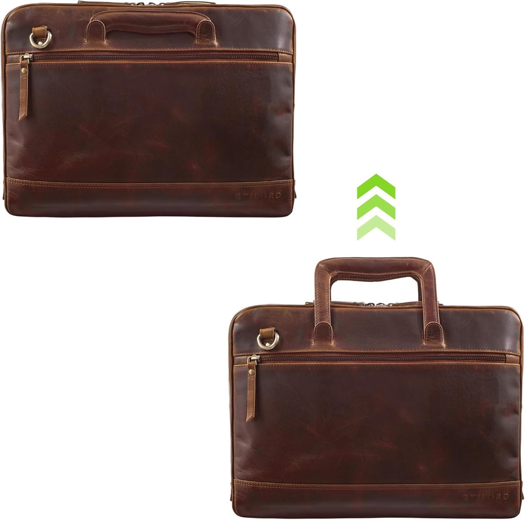 STILORD 'Pierce' Laptoptasche mit Griff Leder Aktentasche 15 Zoll Vintage Dokumententasche A4 Busine