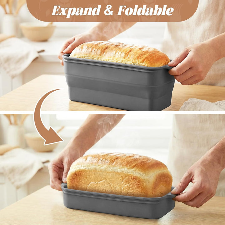 Silikon Brotbackform mit Deckel, BPA-freie, Antihaftbeschichtete, Flexible Toastbrot Backform, Hitze