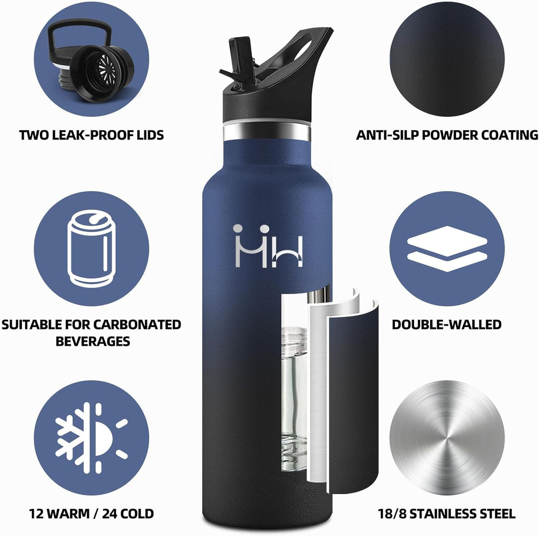 HoneyHolly Trinkflasche 750ML, BPA-Frei, Trinkflasche Edelstahl, Auslaufsichere Isolierflasche Doppe