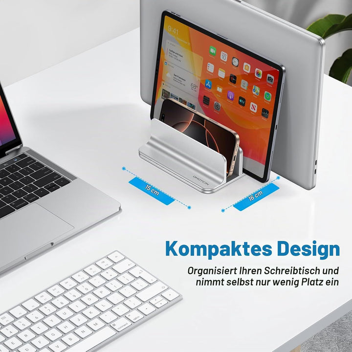 OMOTON 3 Slot Aluminium Vertikal Laptop Ständer, Verstellbarer Notebook Ständer, Laptop Halterung fü