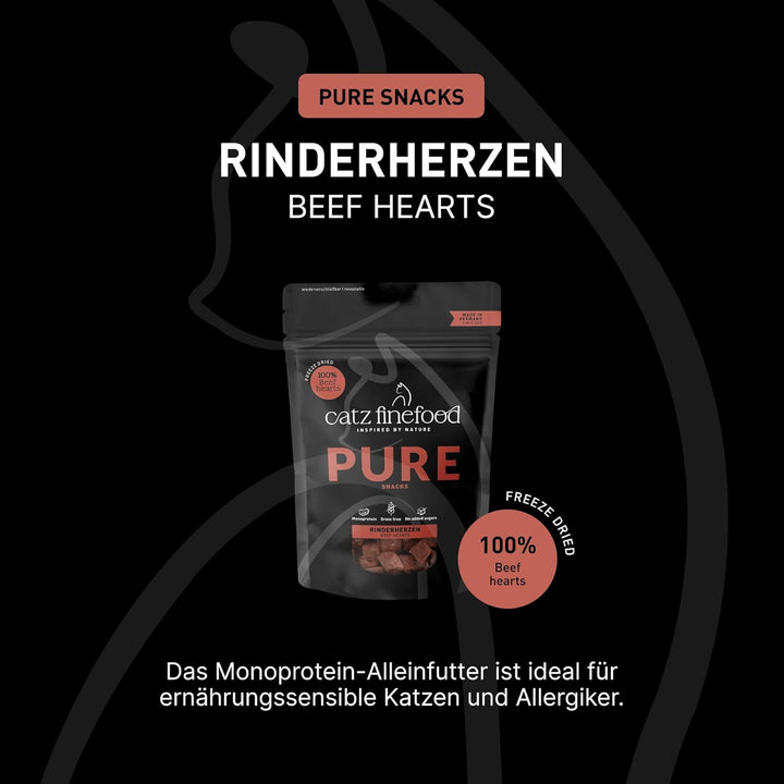 Catz finefood Purrrrly No. 105 Rinderherzen, gefriergetrockneter Katzensnack/ Katzenleckerli, 6er Pa