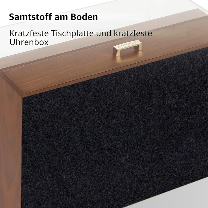 KAMIER Edle Uhrenbox Herren mit 10 Fächern, 2 Ebenen, Acryl-Deckel, Schublade & herausnehmbaren Kiss