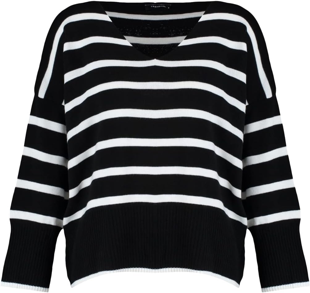 TRENDYOL Damen Normale Passform, Strickpullover mit V-Ausschnitt Pullover S Schwarz, S Schwarz