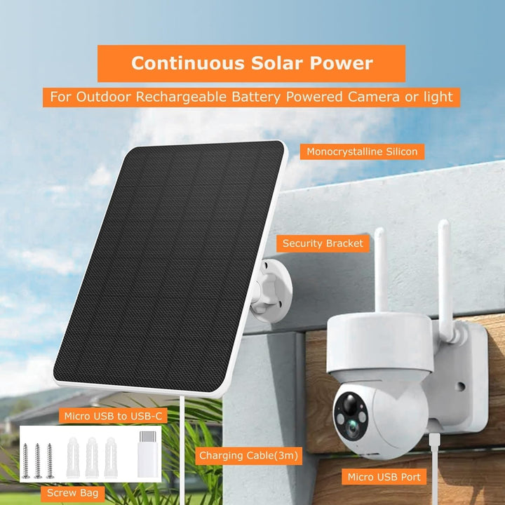 6W Solarpanel für Überwachungskamera,Solarmodul für DC 5V Sicherheitskamera,Kamera Outdoor,Türklinge