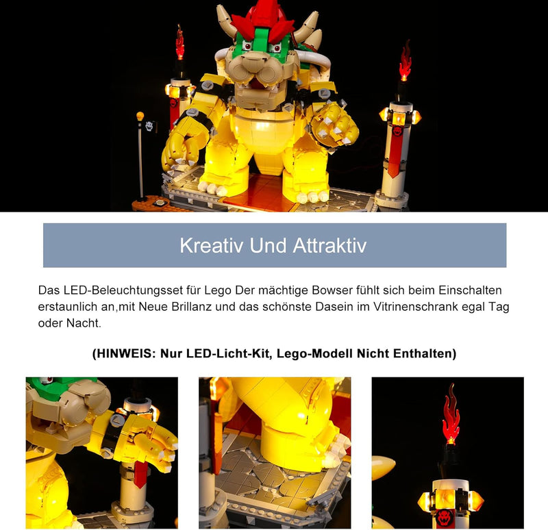 Fernbedienung Dekorationsbeleuchtungsset für Lego 71411 Super Mario Der mächtige Bowser, Led Licht S