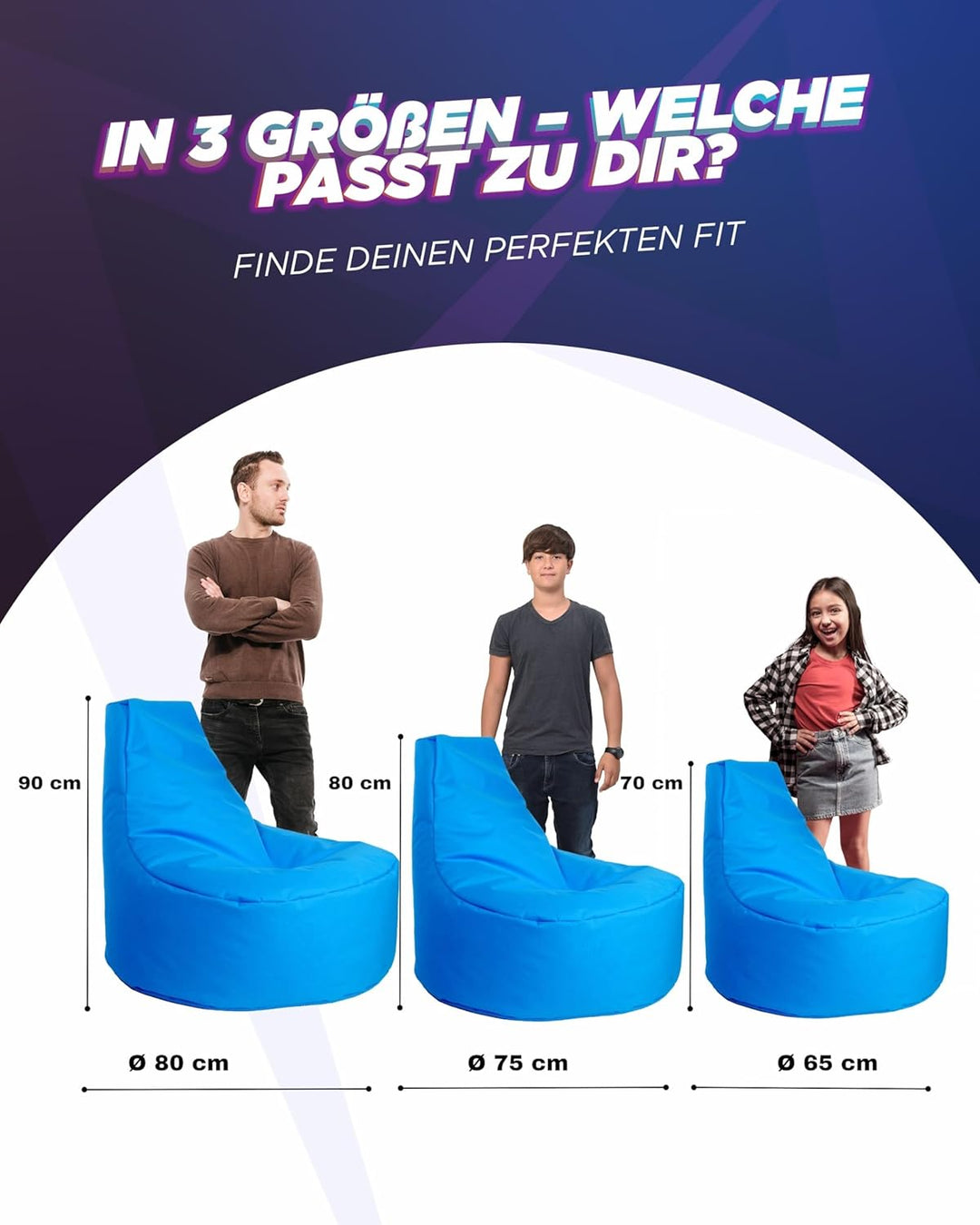 PATCH HOME Gamer Sessel mit Reissverschluss Lounge Kissen Sitzsack Sitzkissen Bean Bag In & Outdoor