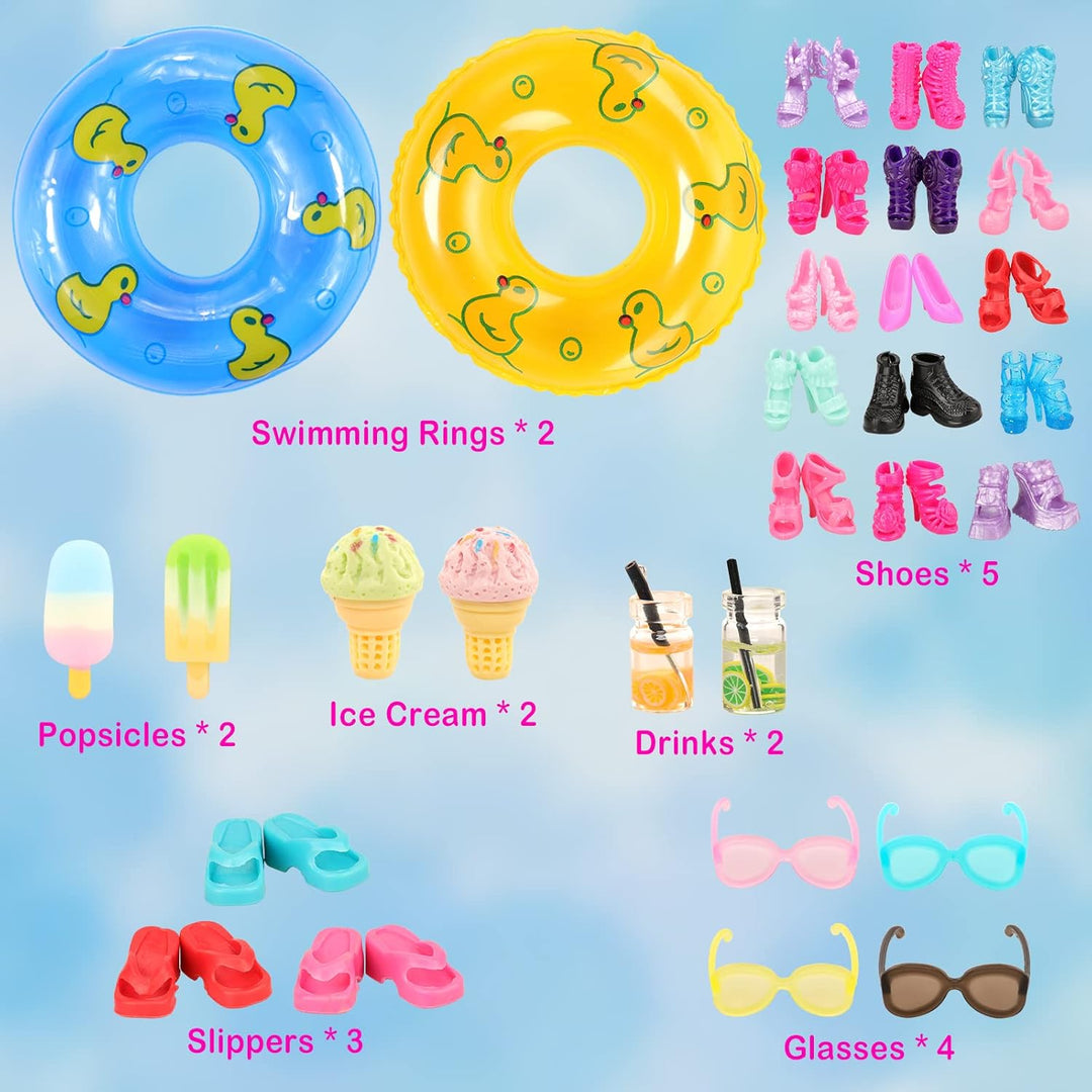 Miunana 26 Puppen Kleidung Badeanzug Kleider Zubehör Klamotten Float Schwimmring Schuhe für 11,5 Inc
